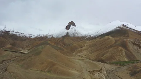 Drone shot of mountain and the high passes Stockbeeldmateriaal 121949855