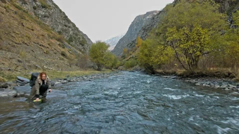 Drone shot of mountain river Stock Footage 140210050