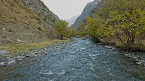 Drone shot of mountain river Stock Footage 140210233