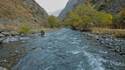 Drone shot of mountain river Stock Footage 140210235
