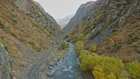 Drone shot of mountain river Stock Footage 140211229