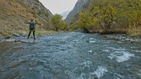 Drone shot of mountain river Stock Footage 140211763