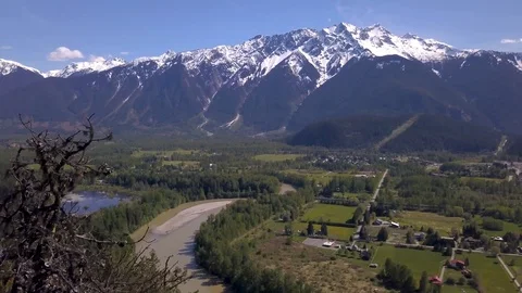Drone shot of mountain with snow and glacier Stock Footage 120095476