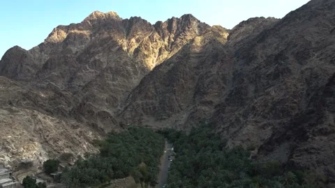 A drone shot of mountain wadi Stock Footage 168360482