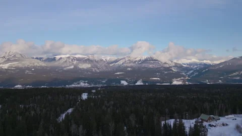 Drone shot of Mountains in Golden British Columbia in Winter 動画素材 280272653