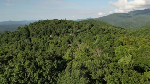 Drone shot moving away from the Blue Ridge Mountains in North Carolina Stock Footage 331751133