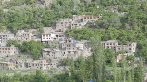 Drone Shot Moving Right to Left Over Ladakh Mountains Revealing a Beautiful Stock Footage 334404074