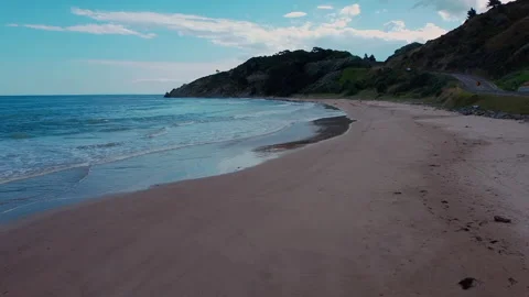 Drone shot moving towards point at sunset Stock Footage 229074332