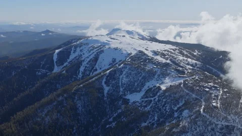 Drone Shot Of Mt Buller With Clouds And Snow, 6K Stock-Footage 332967470
