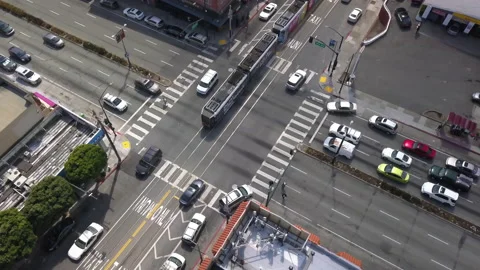 Drone shot of muni in the Sunset District in San Francisco 4k Stock Footage 235633460