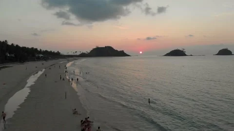 Drone Shot Of Nacpan Beach Sunset In Palawan, Philippines Stock Footage 159254815