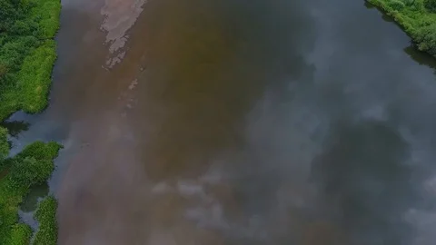 Drone shot of Neman river, in the summer. Stock Footage 117848878
