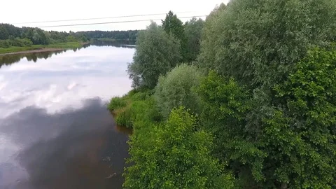 Drone shot of Neman river, in the summer. Stock Footage 117848985