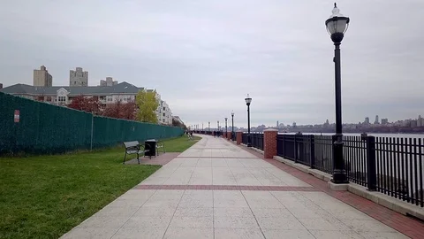 Drone shot of New Jersey Side Walk Video stock 101662613