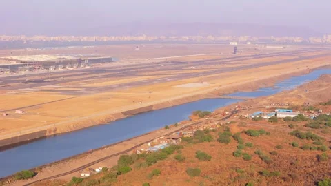 Drone shot new multiple lane also port developing Stock Footage 299787197