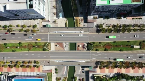 A drone-shot new town Stock Footage 135630216