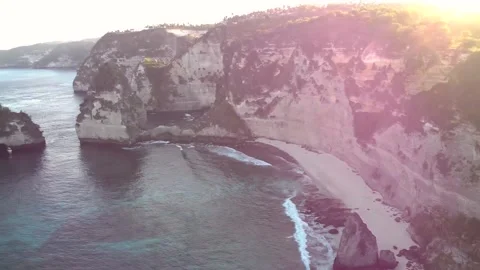 Drone Shot of the Ocean and Beaches near Bali, Indonesia Stock Footage 234192597