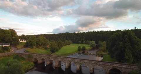 Drone Shot Old Stone Bridge In Ireland Stock Footage 131339463