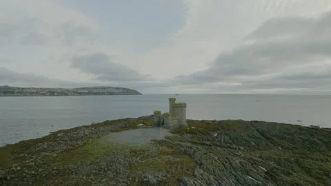 Drone shot orbit of Castle - Douglas, Isle of Mann Stock Footage 235355472