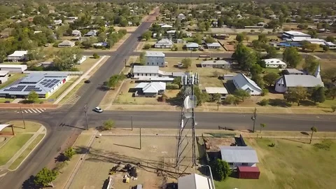 Drone shot of Outback town Stock Footage 146500076