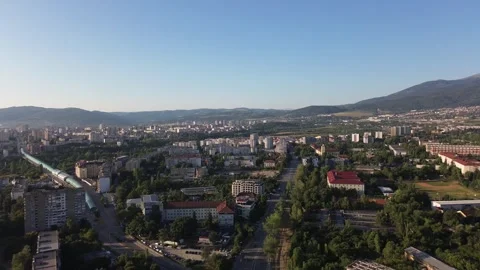 Drone shot, of the outskirts of Sofia, the capital city of Bulgaria, on a Stock Footage 287334348
