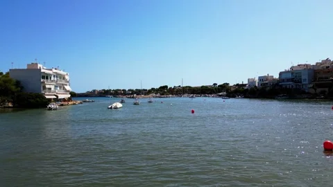 Drone shot over a bay in the south of Majorca, Mallorca, Spain Video stock 314268341