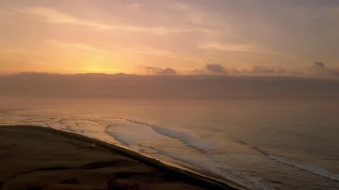 Drone shot over beach and ocean. Stock Footage 106071419