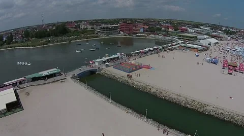Drone Shot over Beach Stock Footage 65369012