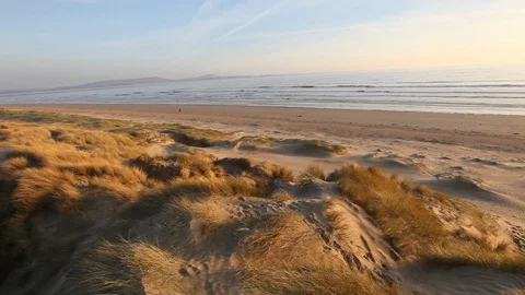 Drone shot over beach sand dunes Stock Footage 101645625