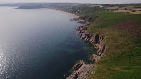 Drone shot over beautiful cliffs, nature, ocean and beach Stock Footage 167769456