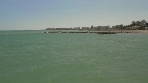 Drone shot over a beautiful seafront town in Spain Stock-Footage 150404172