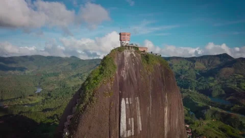 Drone shot over big boulder "El Peñol" HD Stock-Footage 162872361