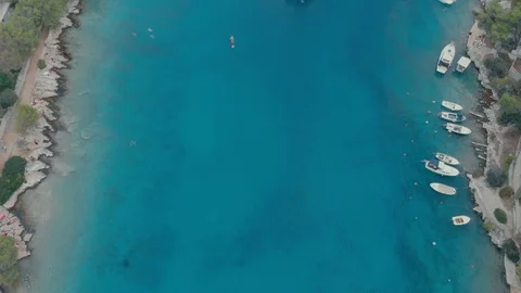Drone Shot Over A Blue Ocean in Croatia Stock Footage