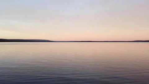 Drone shot over Bras d'Or Lake, Baddeck, Cape Breton, Nova Scotia, Canada Stock Footage 231149045