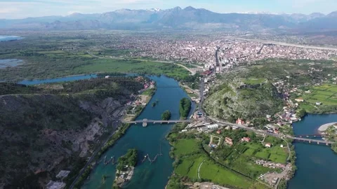 Drone shot over the Buna River in Shkoder, Albania Video stock 311055817