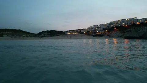 Drone shot over Cala Mesquida at dusk light, Mallorca, Balearic Islands, Spain Stock Footage 254782306