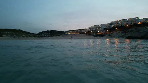 Drone shot over Cala Mesquida at dusk light, Mallorca, Balearic Islands, Spain Stock Footage 255045559