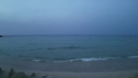 Drone shot over Cala Mesquida at dusk light, Mallorca, Balearic Islands, Spain Stock Footage 255045754