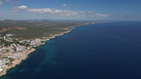 Drone Shot over Cala Murada at midday, Mallorca, Spain Stock Footage 254189167