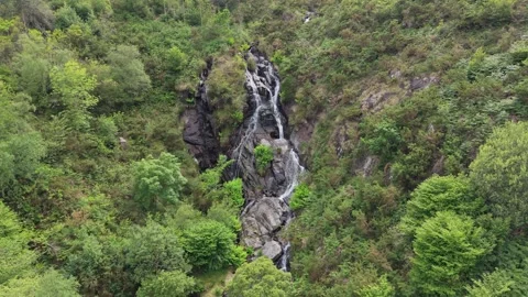 Drone Shot Over Cascada del Camino Nuevo In Spain Stock-Footage 336795340