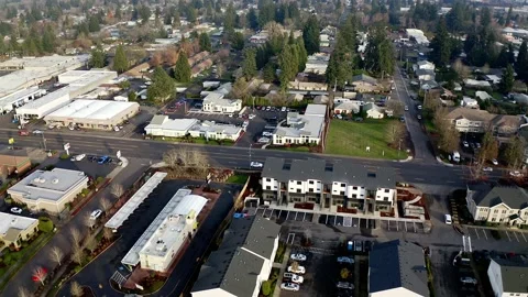 Drone shot over Commercial Area Stock Footage 201170053
