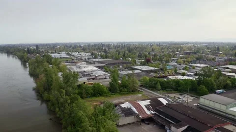 Drone shot over Commercial Area Stock Footage 201172002