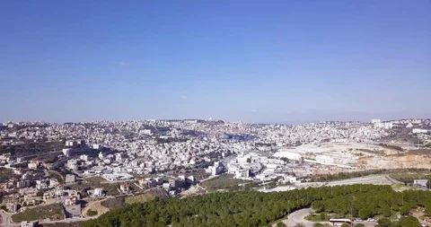 Drone shot over current day Nazareth. Stock Footage 125114726