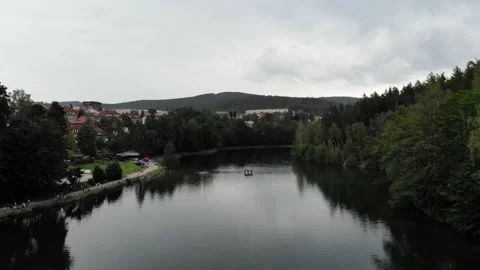 Drone shot over the Dam in Liberec Harkov quarter Video stock 144239511