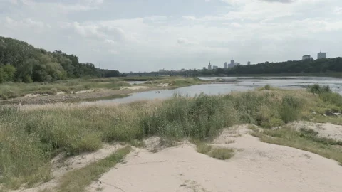 Drone shot over dry river Stock Footage 203900166
