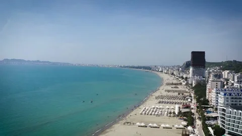 Drone shot over Durres Beach in Albania Video stock 311055809