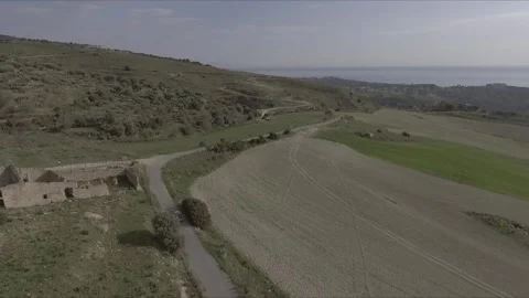 Drone shot over fields in Italy Stock Footage 259853751