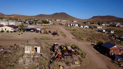 Drone shot over ghost town goldfield nevada Stock-Footage 92824308