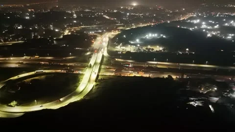 Drone Shot Over Interstate Multiple Bridges Stock Footage 295480102