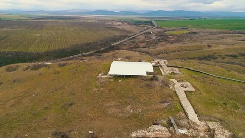 Drone shot over Markeli was a medieval Byzantine and Bulgarian frontier  Stock Footage 122520180